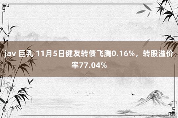 jav 巨乳 11月5日健友转债飞腾0.16%，转股溢价率77.04%