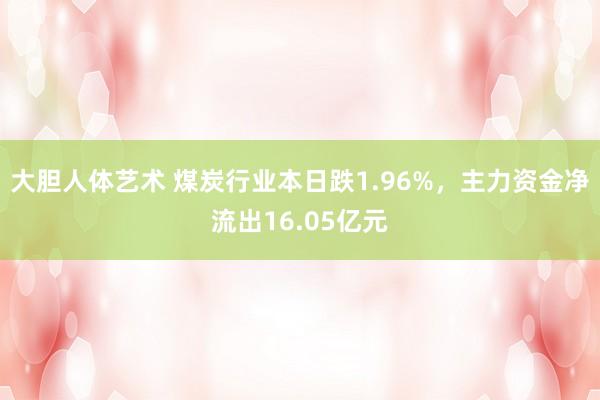 大胆人体艺术 煤炭行业本日跌1.96%，主力资金净流出16.05亿元
