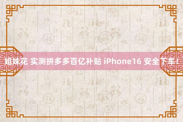 姐妹花 实测拼多多百亿补贴 iPhone16 安全下车!
