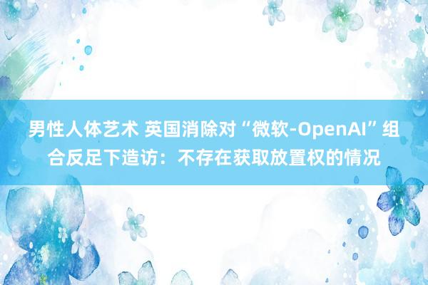 男性人体艺术 英国消除对“微软-OpenAI”组合反足下造访：不存在获取放置权的情况