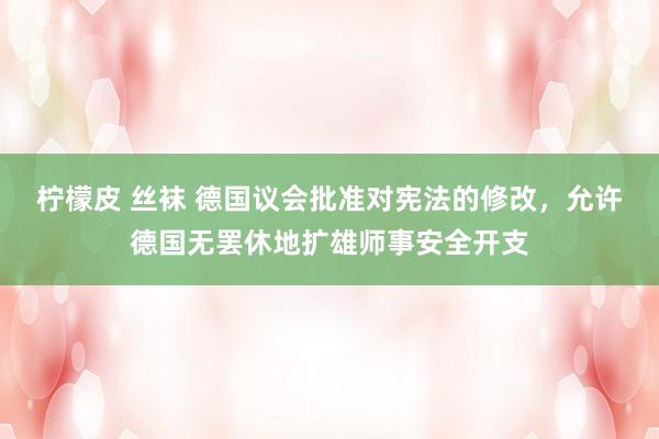 柠檬皮 丝袜 德国议会批准对宪法的修改，允许德国无罢休地扩雄师事安全开支