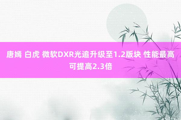 唐嫣 白虎 微软DXR光追升级至1.2版块 性能最高可提高2.3倍