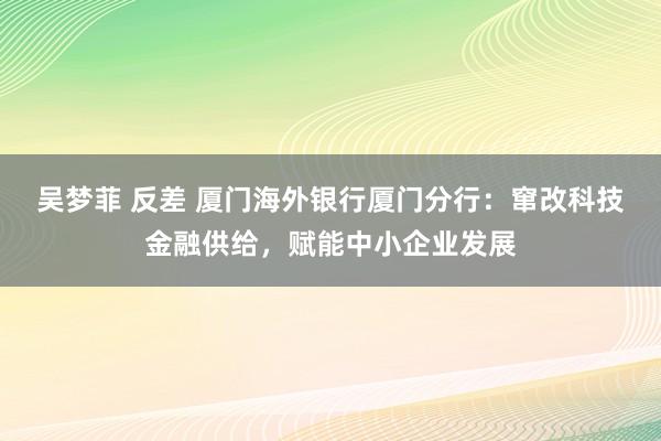 吴梦菲 反差 厦门海外银行厦门分行：窜改科技金融供给，赋能中小企业发展