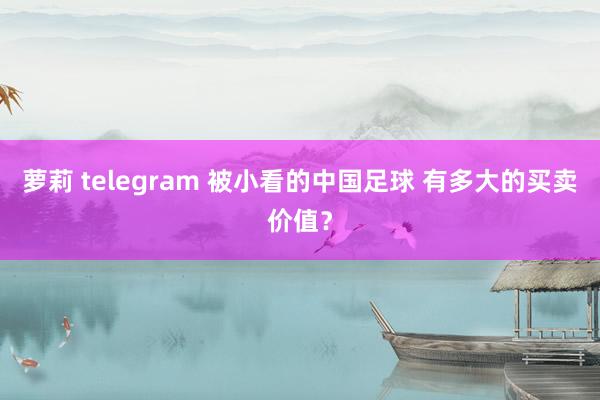 萝莉 telegram 被小看的中国足球 有多大的买卖价值？
