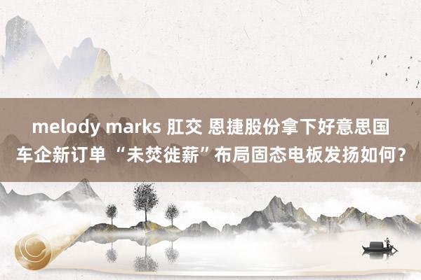 melody marks 肛交 恩捷股份拿下好意思国车企新订单 “未焚徙薪”布局固态电板发扬如何？
