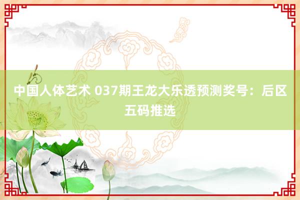 中国人体艺术 037期王龙大乐透预测奖号：后区五码推选