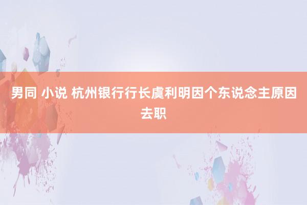 男同 小说 杭州银行行长虞利明因个东说念主原因去职