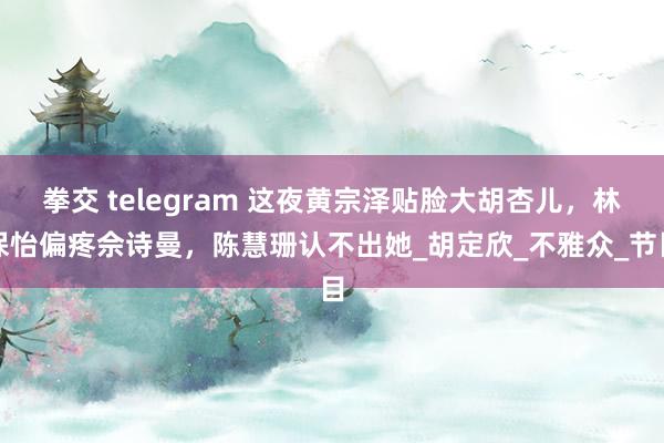 拳交 telegram 这夜黄宗泽贴脸大胡杏儿，林保怡偏疼佘诗曼，陈慧珊认不出她_胡定欣_不雅众_节目